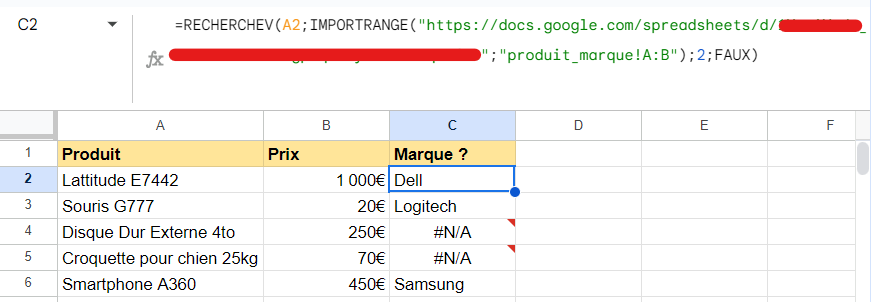 VLOOKUP entre classeurs Google Sheets différents